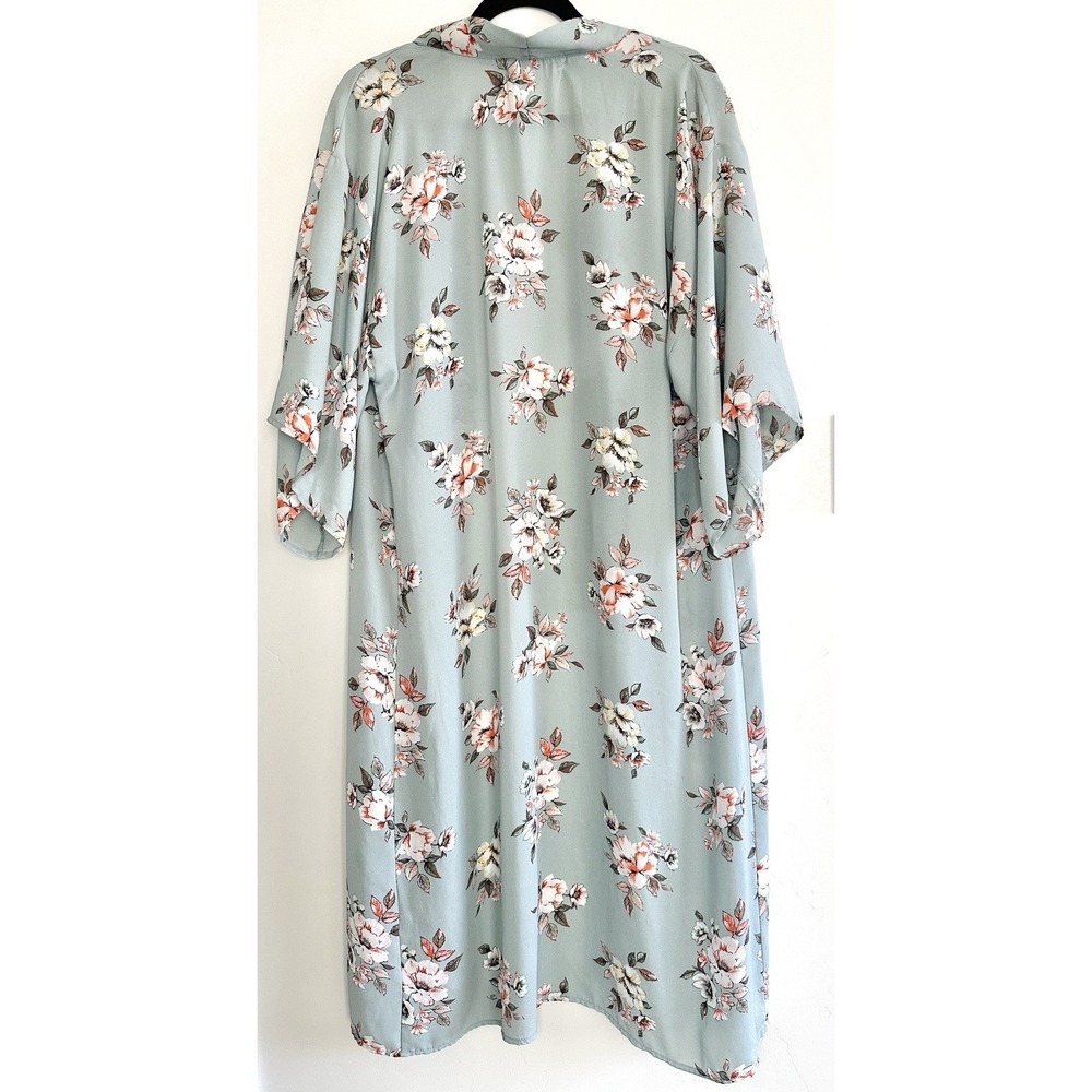 Penelope Project‎ Floral Kimono Cardigan Sage Green Size M Boho Cover Up Cottage - Picture 3 of 15